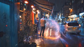 A Rainy Central London Night Walk - West End City Lights, Piccadilly to Waterloo