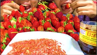 Strawberry with salt and chili seem to be delicious |ASMR| Eating show by Asian, Khmer eating show.😋