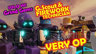 TDS SOLO HC Hardcore Grind Gems with OP FIREWORK TECHNICIAN - Tower Defense Simulator Roblox