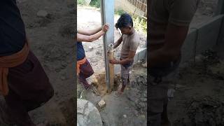 Cement RCC Pole Installation | rcc boundary wall #shorts #cement #youtubeshorts #trending #rccwall