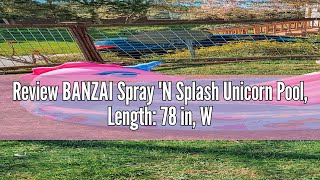 Review BANZAI Spray 'N Splash Unicorn Pool, Length: 78 in, Width: 60 in, Height: 32 in, Inflatable O