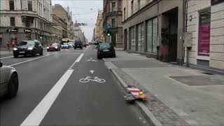 Bicycle ride on Aleksandra Caka street, Riga, Latvia (indoor cycling video)