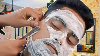 ফোম দিয়ে দাড়ি ক্লিন শেভ করা, rainbow beauty and tattoo blog, straight razor shave beard asmr