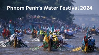 Bon Oum Touk Cambodia's Water Festival 2024 Phnom Penh City Many People From All Over Flock to Event