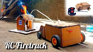 How to make RC Fire Truck from Cardboard - Diy Remote control car at home