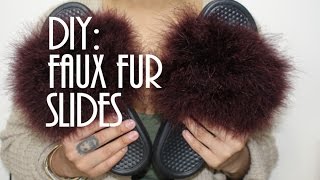 diy faux fur slides