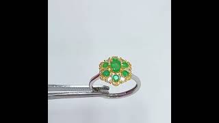 S925 Platinum \u0026 Gold-Plated Emerald Silver Ring for Women