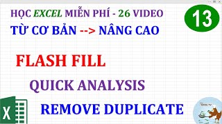 Excel cơ bản đến nâng cao cho người mới bắt đầu | Bài 13 Flash fill, quick analysis, freeze pane