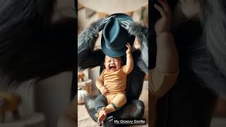 🍼 Baby’s Hilarious Hat Trick on Gorilla! 😂🦍(Cutest Moment Ever!)✨ #Shorts #funny #millionairegorilla