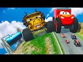 Big & Small Lightning McQueen with Big Wheels vs Monster Truck Miss Fritter vs Pixar cars