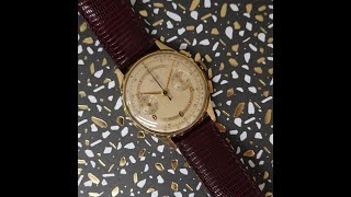 c1950 Record 18k Gold vintage men's chronograph watch with box