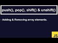JavaScript Tutorial | push(), pop(), shift() & unshift()