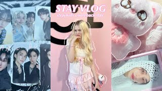 STAY VLOG ⋆౨ৎ˚⟡˖ ࣪ stray kids comeback day, kpop shopping \u0026 unboxing, diy skz/ate cupleeves, \u0026 Kbbq