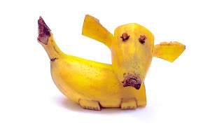 How to Make a Banana Dog / Garnish, Food Art, Fruit Carving