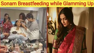 MOM Sonam Kapoor Breast Feeds Baby Vayu while Glamming Up for Karwa Chauth sets an Example for All