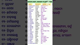 India State - capitals - language in Odia / State and their Capital and language#viralvideo #gkvideo