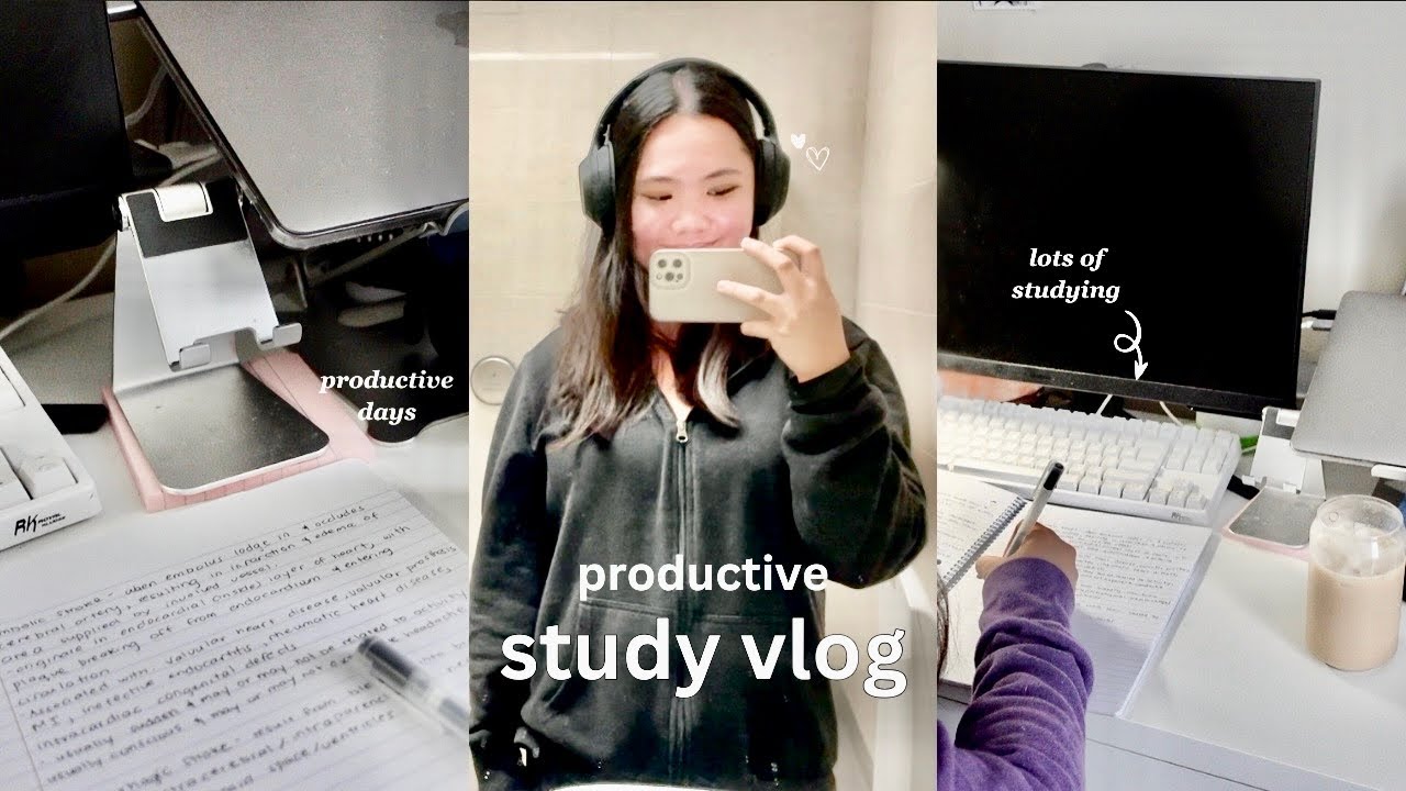 STUDY VLOG 🎧 Productive College Days, Lots Of Studying & Notetaking ...