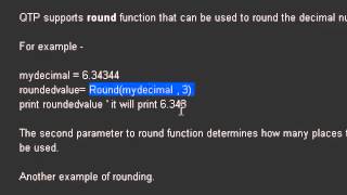 Round function in QTP
