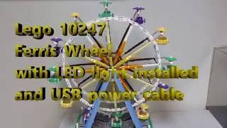 Lego 10247 Ferris Wheel LED installed and USB Power Cable (slow turning) Demo