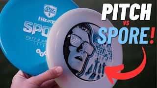 AXIOM PITCH vs DISCMANIA SPORE! Hybrid Catch Disc Comparison | Disc Golf Reviews