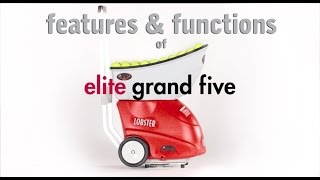 Portable tennis ball machine video brochure of elite grand five by Lobster Sports