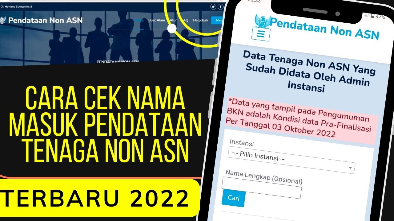 Cara Cek Nama Masuk Pendataan Tenaga Non ASN - YouTube