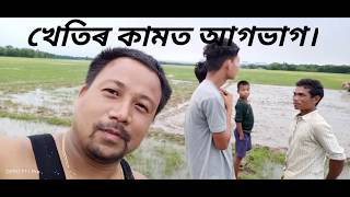 কঠিয়া সিচিবলৈ টেক্টৰেৰে খেতি পথাৰৰ মাটি চহাই লোৱা হ'ল।