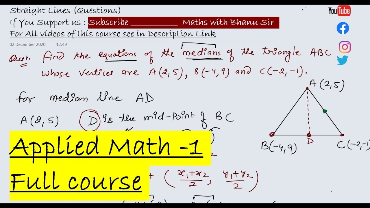 Straight Line (Part - 3) | Algebra | Applied Maths - 1 | Diploma Course ...