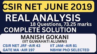 CSIR NET JUNE 2019 REAL ANALYSIS COMPLETE SOLTUION