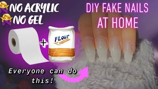 How to Make Fake Nails With Toilet Paper And Flour | Tissue and Flour Nails easy*fast