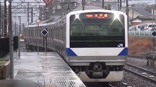 415系引退にて今後の水戸線の主力車両となるE531系　友部駅到着・発車