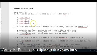 JAVA - Lesson #90 - APCSA - ArrayList Practice Multiple Choice Questions