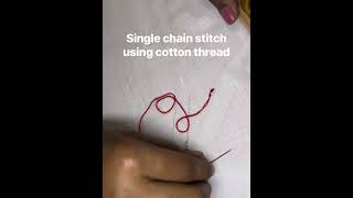 Single chain stitch using Zari thread and cotton thread