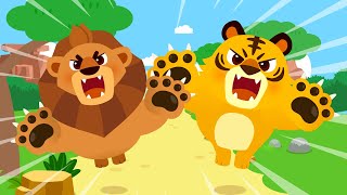 밀림의 왕은 누구일까? 🦁사자 vs 호랑이🐯 | 동물동요 | 로티프렌즈 대결동요