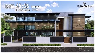 Modern House Design with 8 Bedrooms Family Home | 45x26m 4 Storey | Jorman HomeDesigns