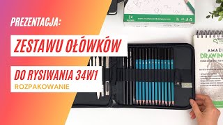 Profesjonalny Zestaw Ołówków do Rysowania: Rozpakowanie i Prezentacja Zestaw 34w1