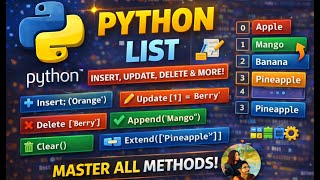 Python List Methods Explained | Insert, Update, Delete, Append & Pop | Tutorial for Beginners
