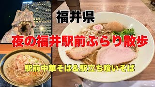 夜の福井駅前をぶらり散歩#ラーメン#そば#グルメ 、福井県福井市の北陸新幹線駅周辺を歩いて見ました。