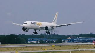 AeroLogic | Boeing 777F landing at Frankfurt Airport | 25R | D-AALG