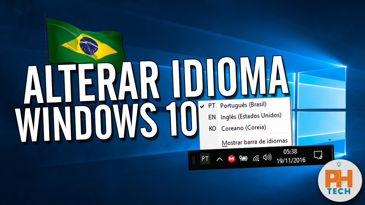 Como Alterar O Idioma Do Windows 10 - YouTube