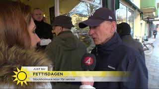 Semmelkaos: Här köar folk på fettisdagen - Nyhetsmorgon (TV4)