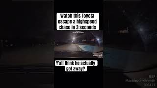 Watch this Toyota escape a highspeed chase in 3 seconds