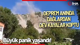 Adana’da Deprem Anında Dağlardan Dev Kayalar Koptu