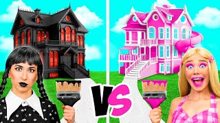 Wednesday vs Barbie One Colored House Challenge by BaRaDa