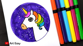 Easy Unicorn Drawing with Brush Pen || Step by Step