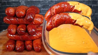 ASMR SAUSAGE AND CHEESE SAUCE MUKBANG