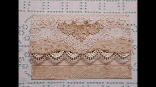 Handmade Vintage Lace Envelope, Ephemera Holder, Gift card holder SOLD