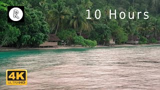 Rain on Roof of Bamboo Huts \u0026 Thunderstorm Sounds for Sleep, Insomnia, Relaxing \u0026 SPA - 4K, 10 Hours