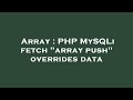 Array : PHP MySQLi fetch 