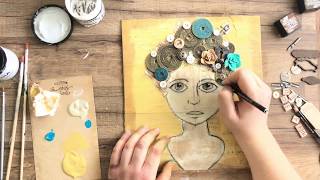 Good Thoughts Girl: A Mixed-Media Assemblage Canvas Project by Stampington & Company